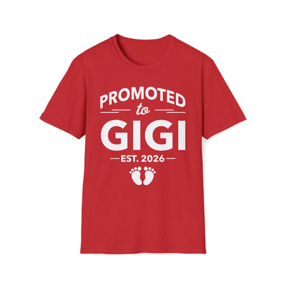 Funny Promoted To Gigi Est 2026 First Time Mothers Day T-Shirt For Women