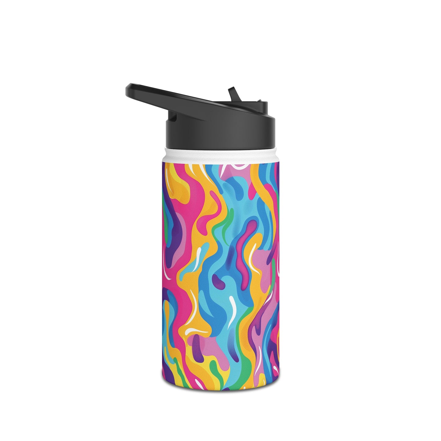 Rainbow Splash Pattern Stainless Steel Water Bottle with Twist-on Lid and Double-Wall Vacuum Insulation