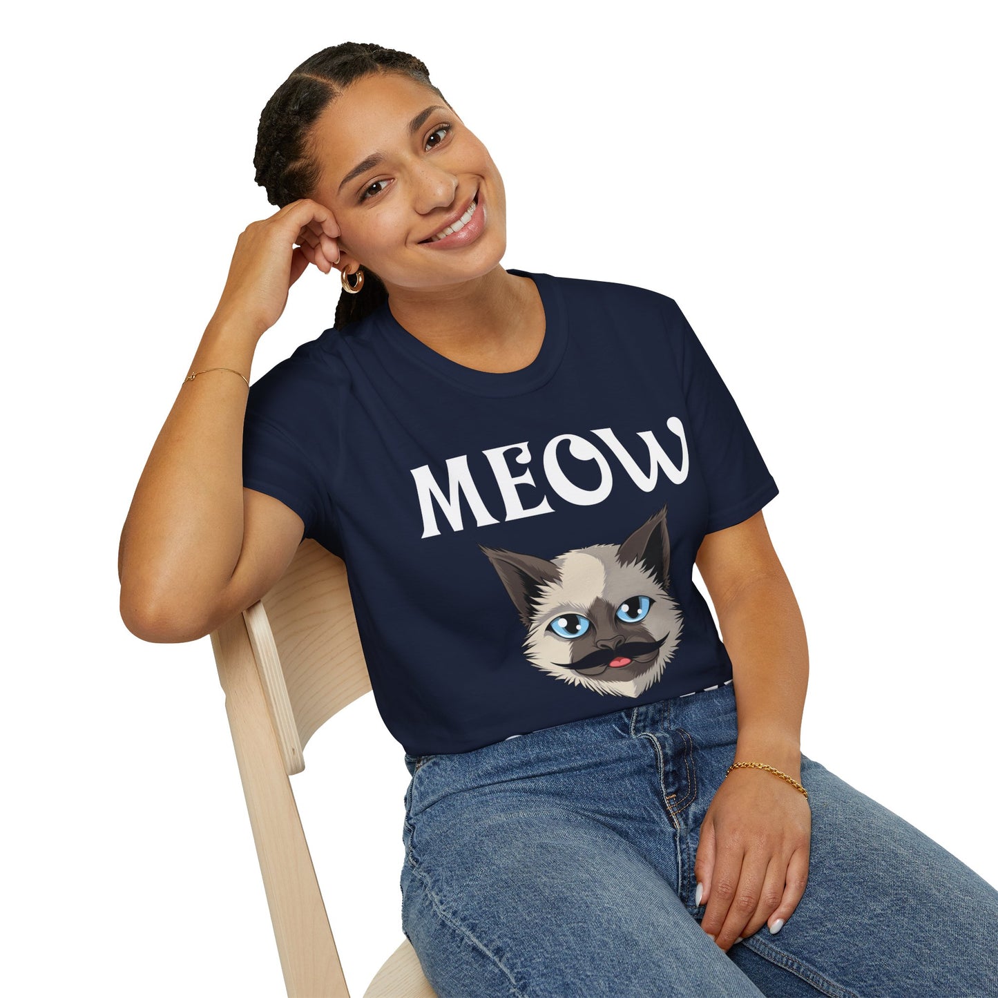 Meowstache Cat Mustache Moustache Beard Bearded Kitten Lovers T-Shirt For Men Women T-Shirt