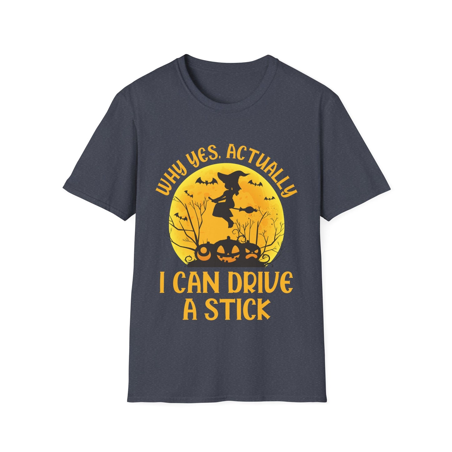 Funny Why Yes Actually I Can Drive A Stick Witch Halloween Party T-Shirt Girls Women