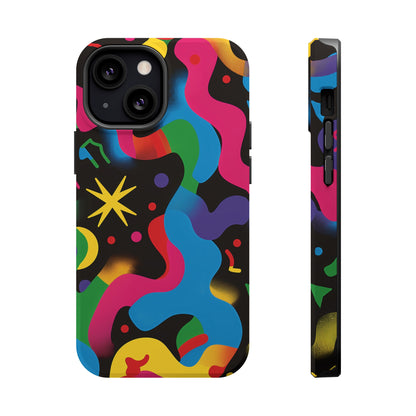 Pop Culture Fun Vibrant Pattern iPhone 13 14 15 Pro Max Plus Case Compatible with MagSafe Tough Cases Protection, Magnetic Phone Case for iPhone  Classic Series