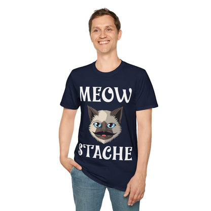 Meowstache Cat Mustache Moustache Beard Bearded Kitten Lovers T-Shirt For Men Women T-Shirt