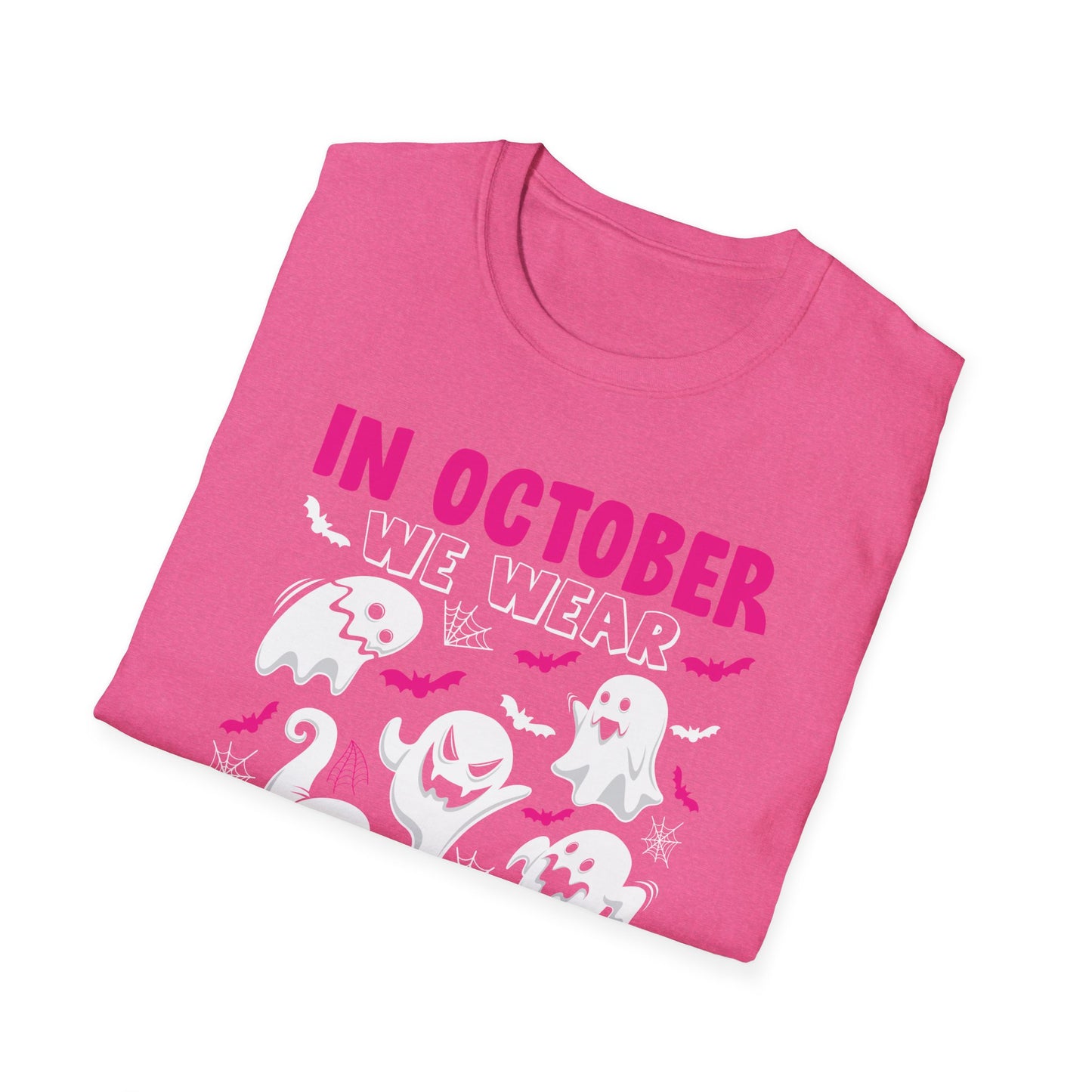 Groovy Wear Pink Breast Cancer Warrior Cute Ghost Halloween T-Shirt