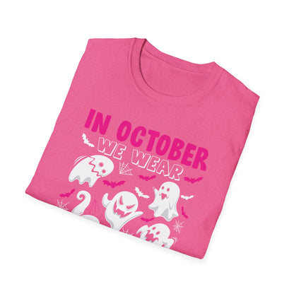 Groovy Wear Pink Breast Cancer Warrior Cute Ghost Halloween T-Shirt