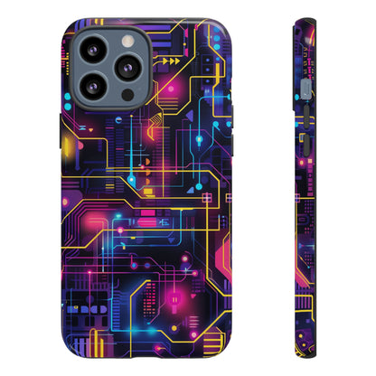 Cyberpunk Neon Vibrant Pattern iPhone 13 14 15 16 Pro Max Plus Case Wireless Charging Compatible Tough Cases Protection, Magnetic Phone Case for iPhone Classic Series