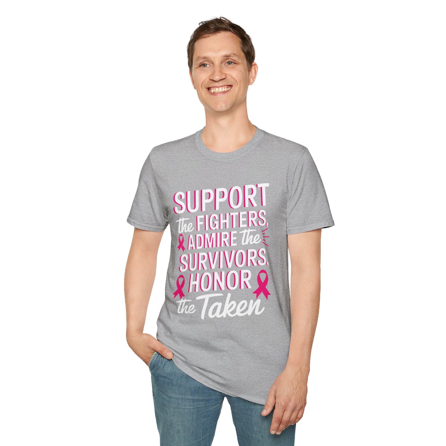 Breast Cancer Awareness Support Fighters Admire Survivors T-Shirt For Men Women