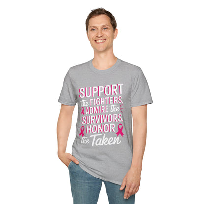 Breast Cancer Awareness Support Fighters Admire Survivors T-Shirt For Men Women