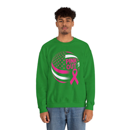 Volley Ball Pink Ribbon Breast Cancer Awearness USA Flag Sweatshirt For Men Women