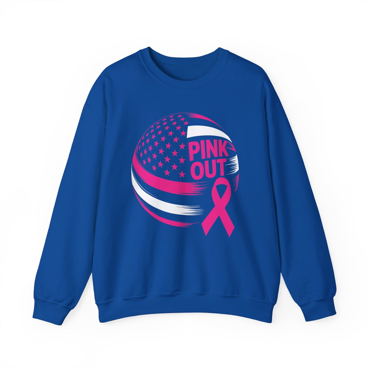 Volley Ball Pink Ribbon Breast Cancer Awearness USA Flag Sweatshirt For Men Women