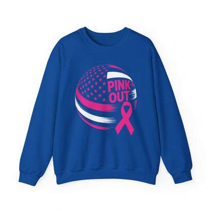 Volley Ball Pink Ribbon Breast Cancer Awearness USA Flag Sweatshirt For Men Women