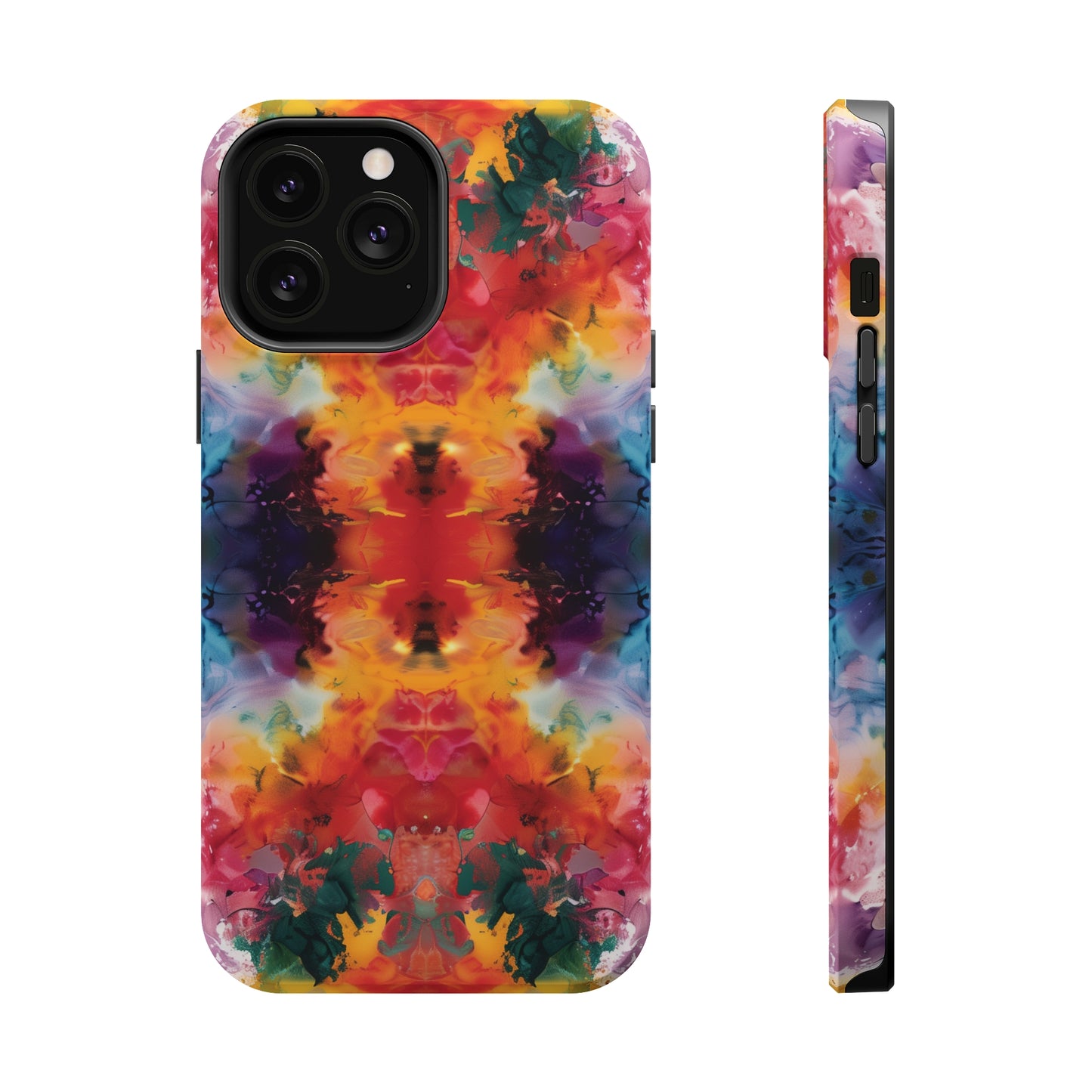 Tie-Dye Dream Vibrant Pattern iPhone 13 14 15 Pro Max Plus Case Compatible with MagSafe Tough Cases Protection, Magnetic Phone Case for iPhone  Classic Series