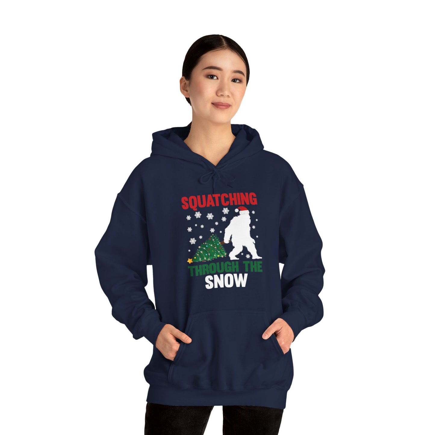 Squatching Through The Snow Funny Bigfoot Christmas Sasquatch Hoodie