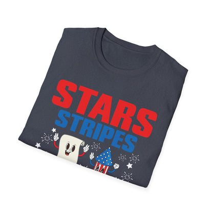 Stars Stripes & Equal Rights 4th Of July Retro Groovy T-Shirt For Men Women T-Shirt