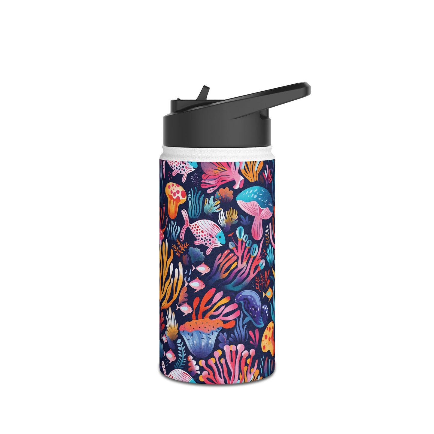 Underwater World Pattern Stainless Steel Water Bottle with Twist-on Lid and Double-Wall Vacuum Insulation