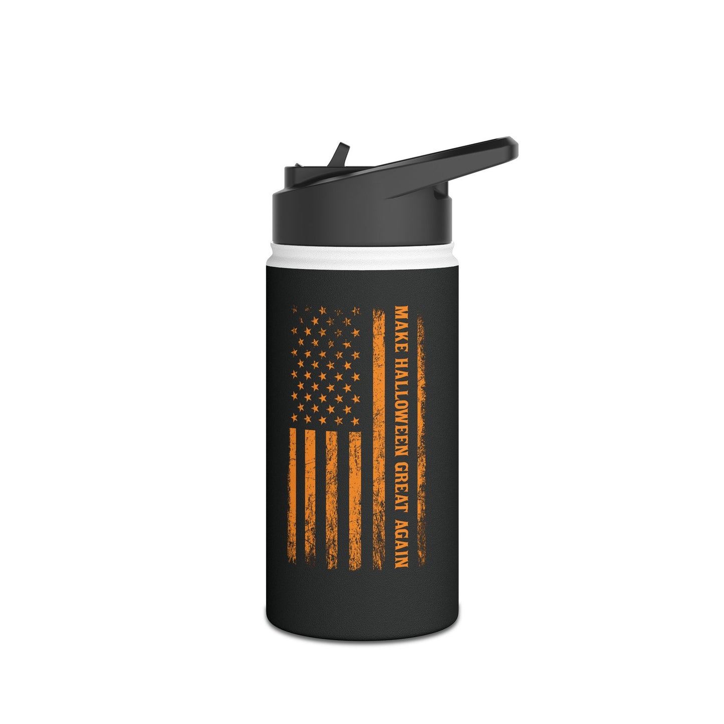 Funny Make Halloween Scary Again Pro Trump US Flag Water Bottle Men Women
