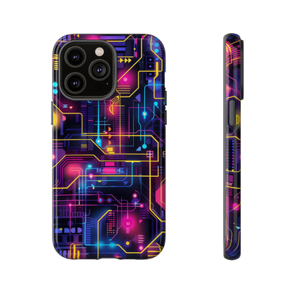 Cyberpunk Neon Vibrant Pattern iPhone 13 14 15 16 Pro Max Plus Case Wireless Charging Compatible Tough Cases Protection, Magnetic Phone Case for iPhone Classic Series