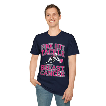 Funny Pink Out Tackle Breast Cancer Awareness American Football T-Shirt For Men Women