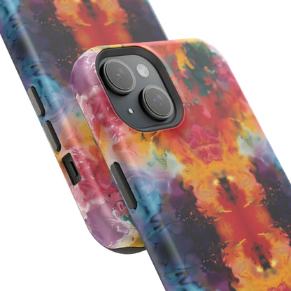 Tie-Dye Dream Vibrant Pattern iPhone 13 14 15 Pro Max Plus Case Compatible with MagSafe Tough Cases Protection, Magnetic Phone Case for iPhone  Classic Series