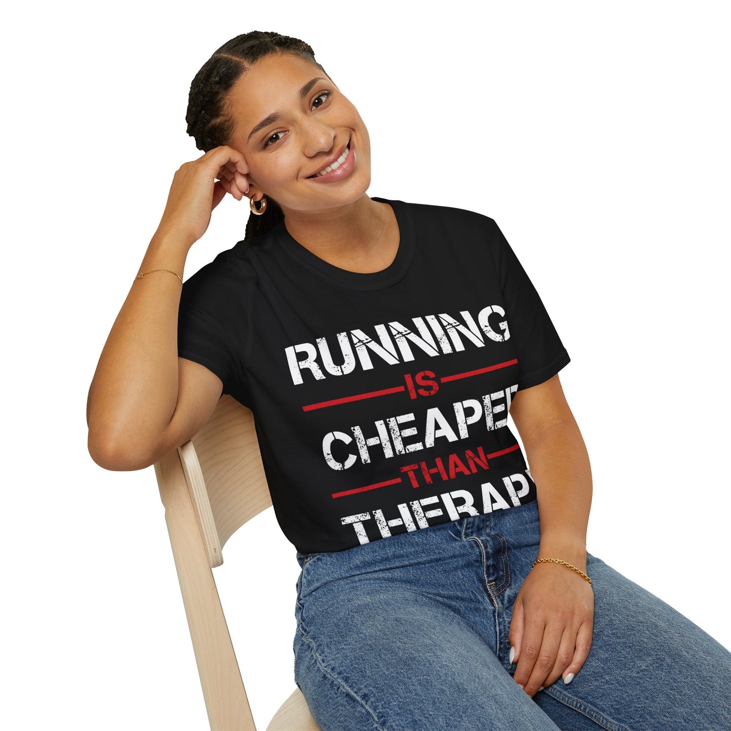 Funny Running Is Cheaper Than Therapy Exercise Gym T-Shirt