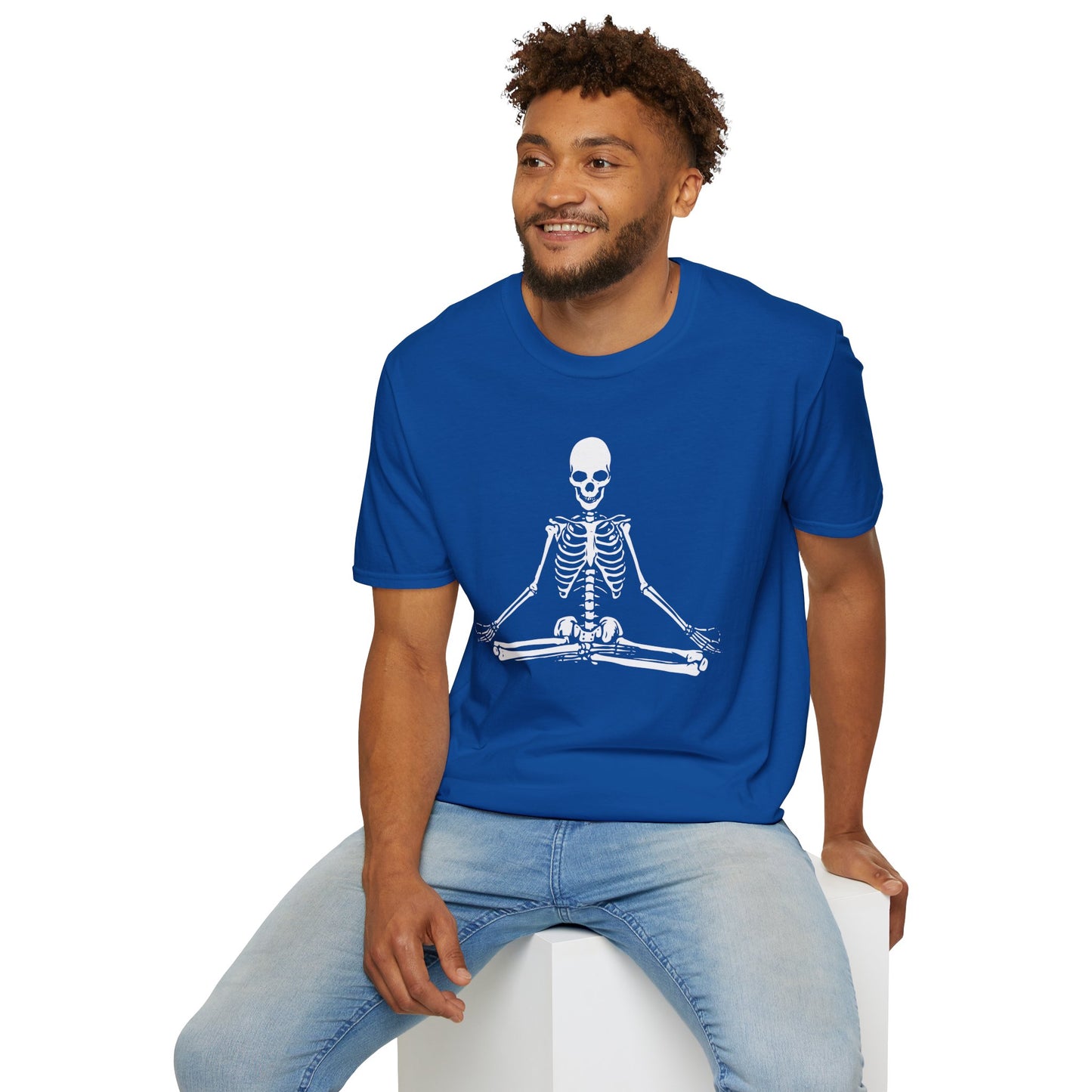 Meditating Skeleton Funny Freaky Yoga Zen Balance Halloween Costume Shirt for Men Women T-Shirt