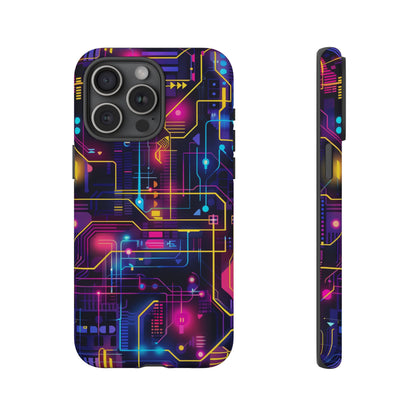 Cyberpunk Neon Vibrant Pattern iPhone 13 14 15 16 Pro Max Plus Case Wireless Charging Compatible Tough Cases Protection, Magnetic Phone Case for iPhone Classic Series