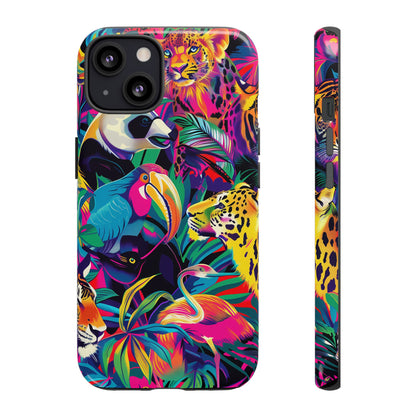 Animal Collage Pattern iPhone 13 14 15 16 Pro Max Plus Case Wireless Charging Compatible Tough Cases Protection, Magnetic Phone Case for iPhone Classic Series
