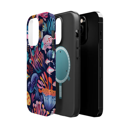 Underwater World Pattern iPhone 13 14 15 Pro Max Plus Case Compatible with MagSafe Tough Cases Protection, Magnetic Phone Case for iPhone  Classic Series