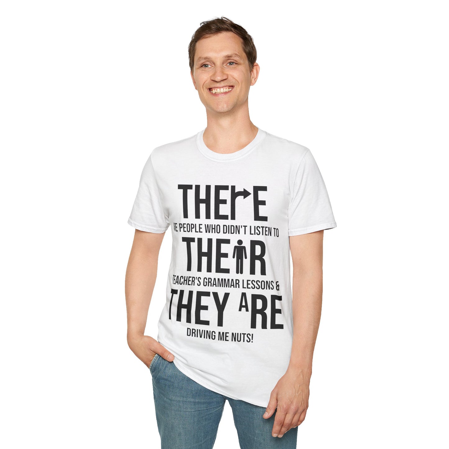 Funny English Grammar Teacher Sarcastic There Their They're Funny Teachers T-Shirt Men Women T-Shirt