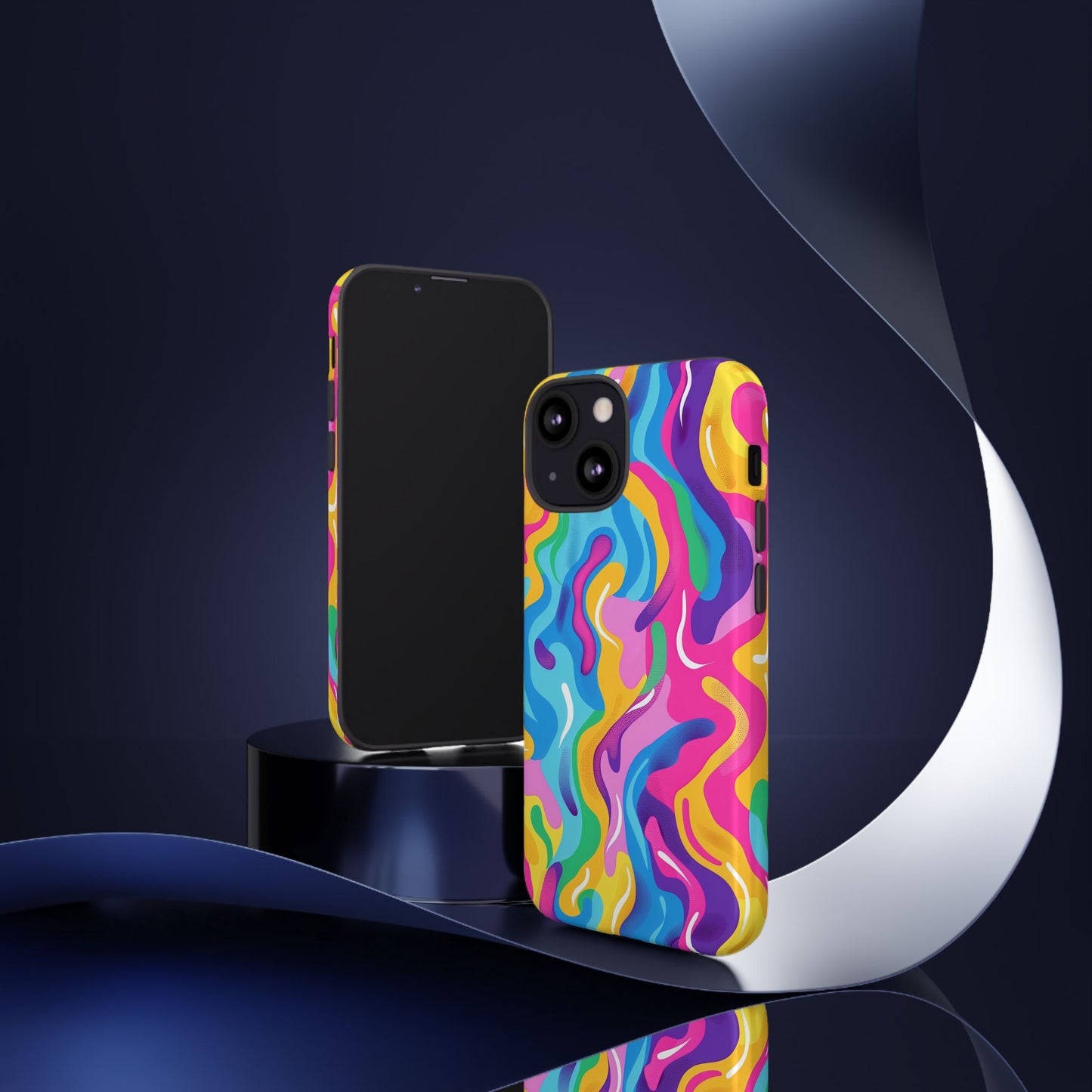 Rainbow Splash Pattern iPhone iPhone 13 14 15 16 Pro Max Plus Case Wireless Charging Compatible Tough Cases Protection, Magnetic Phone Case for iPhone Classic Series