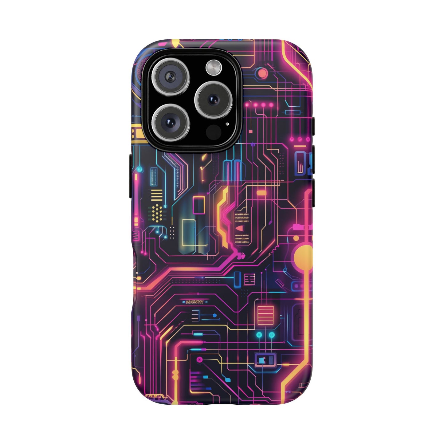 Cyberpunk Neon Pattern iPhone 16 Pro Max Plus Case Wireless Charging Compatible Tough Cases Protection, Magnetic Phone Case for iPhone Classic Series