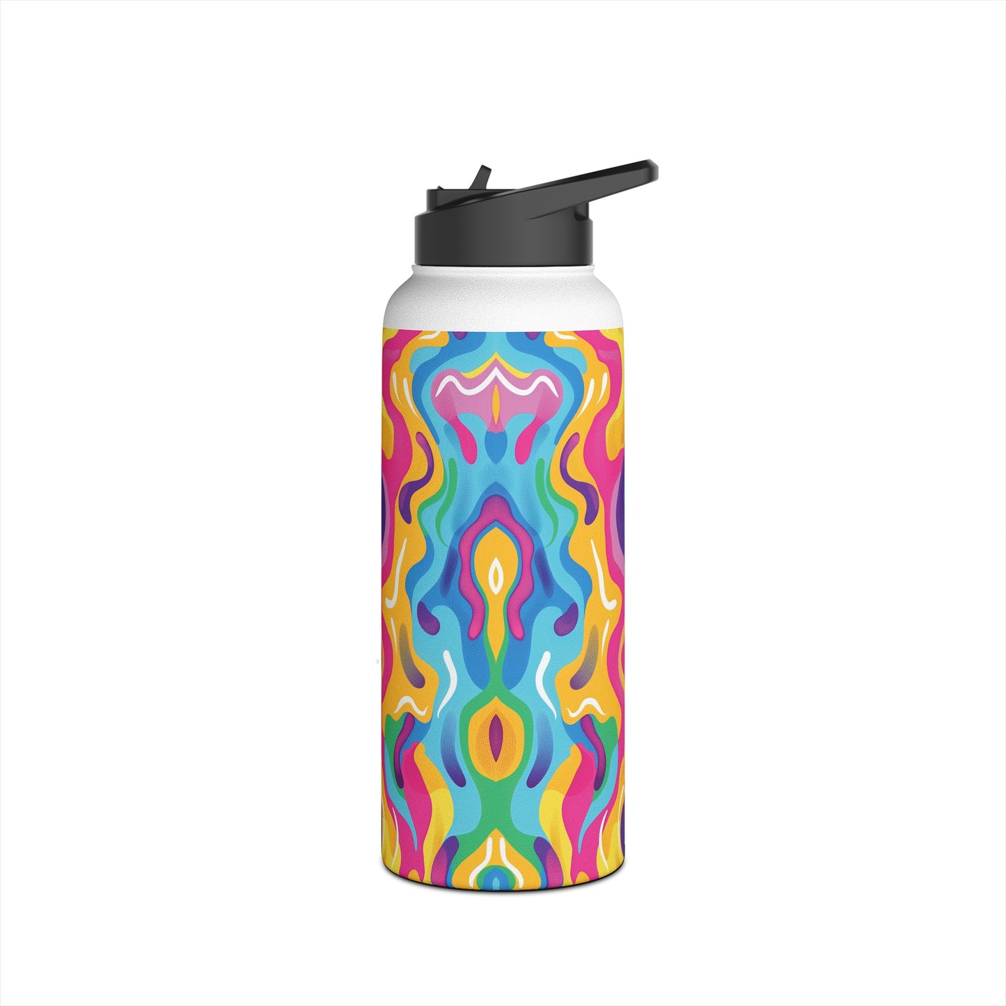 Rainbow Splash Pattern Stainless Steel Water Bottle with Twist-on Lid and Double-Wall Vacuum Insulation