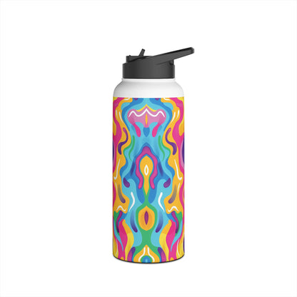 Rainbow Splash Pattern Stainless Steel Water Bottle with Twist-on Lid and Double-Wall Vacuum Insulation