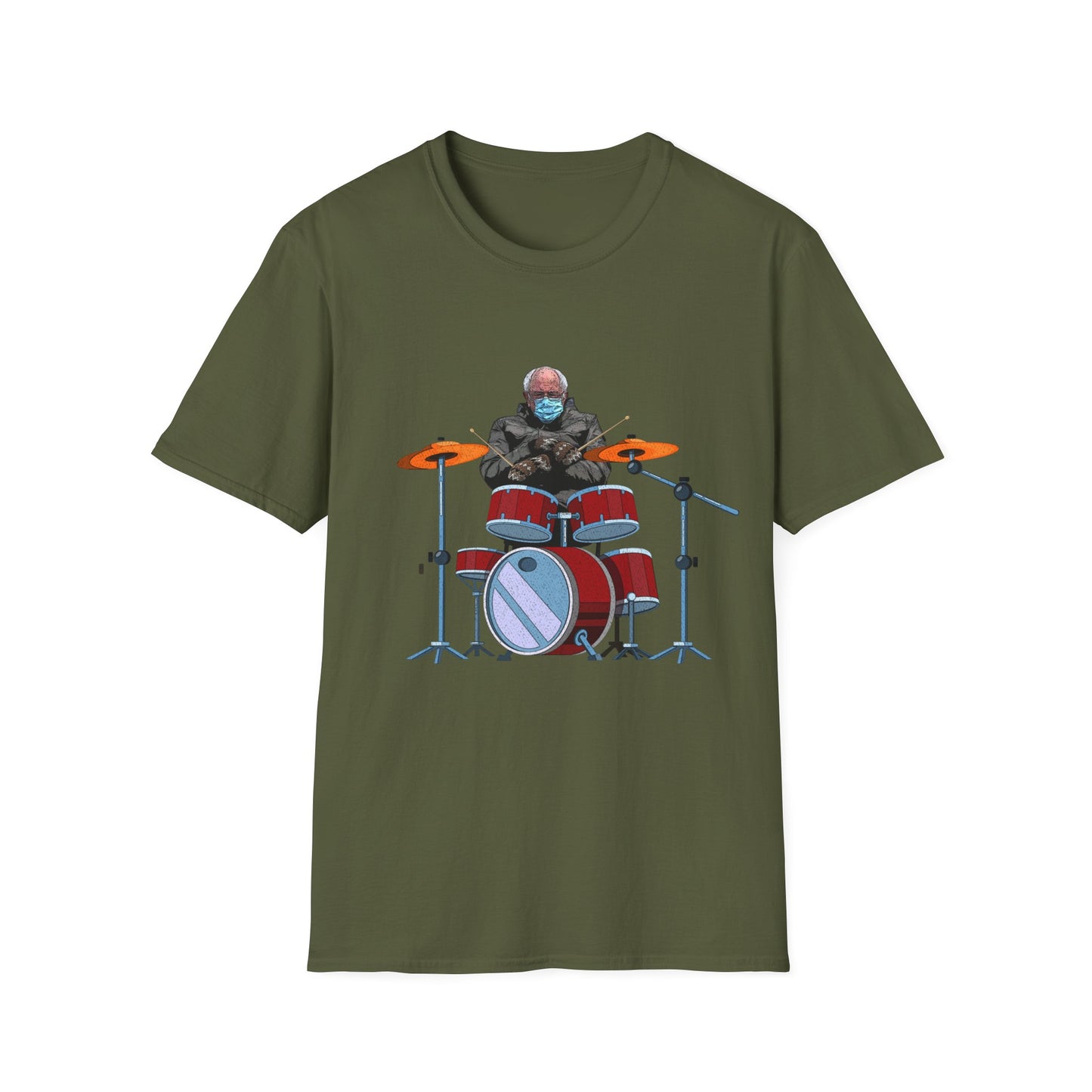 Bernie Sanders Drummer Inauguration Mittens Meme Sitting Drums T-Shirt