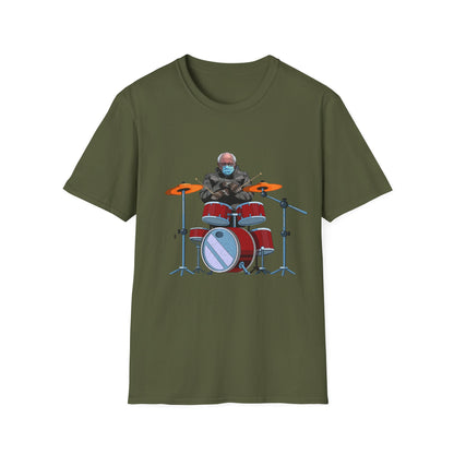 Bernie Sanders Drummer Inauguration Mittens Meme Sitting Drums T-Shirt