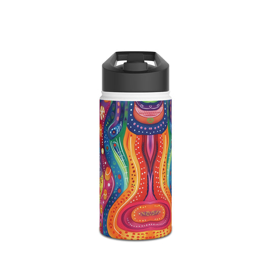 Abstract Rainbow Doodle Pattern Stainless Steel Water Bottle with Twist-on Lid and Double-Wall Vacuum Insulation