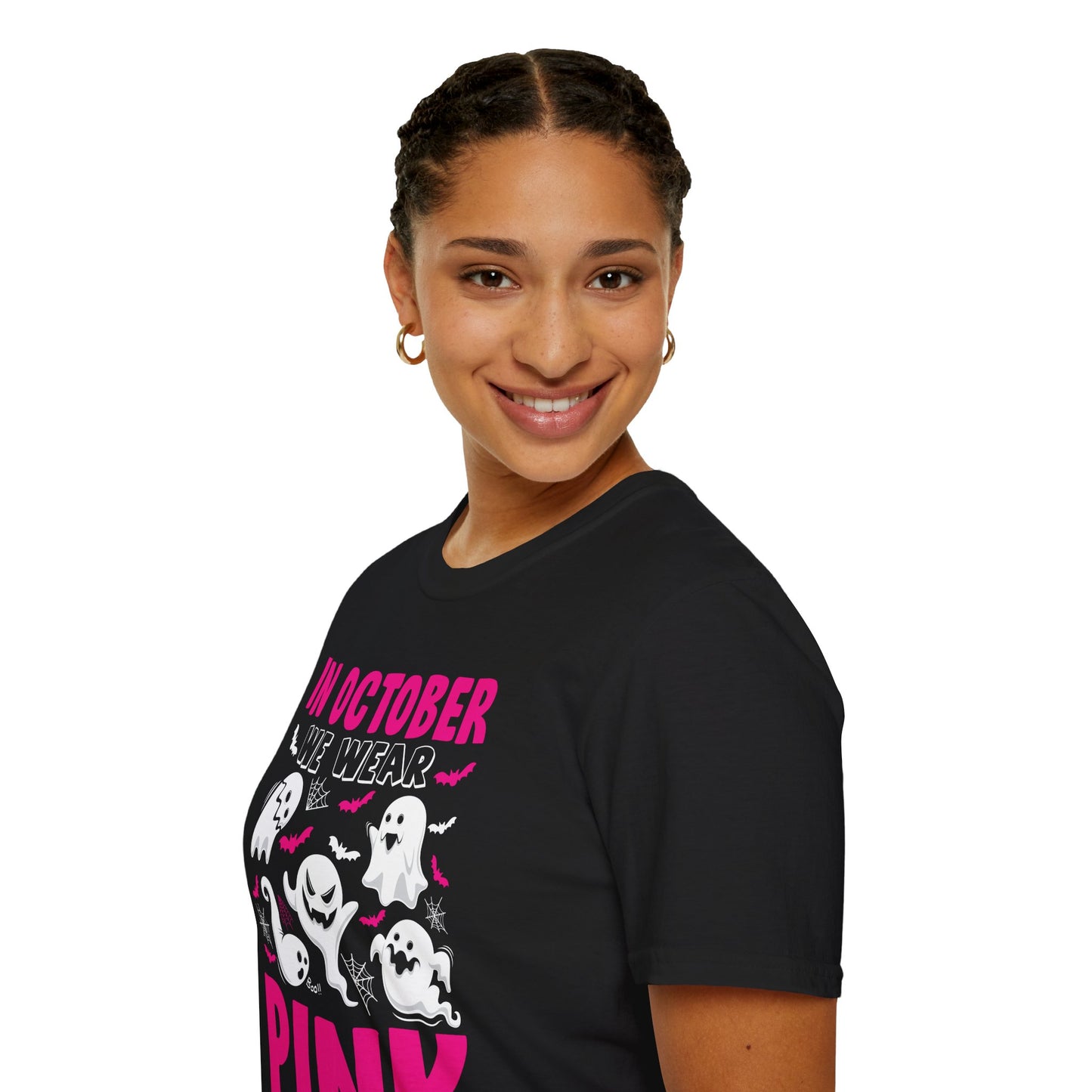 Groovy Wear Pink Breast Cancer Warrior Cute Ghost Halloween T-Shirt