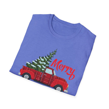 Merry Christmas Buffalo Plaid Red Truck Tree Xmas T-Shirt Men Women