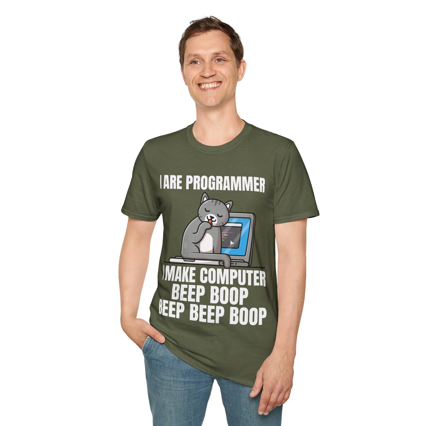 Funny I Are Programmer I Make Computer Beep Boop Cute Cat T-Shirt For Men Women T-Shirt