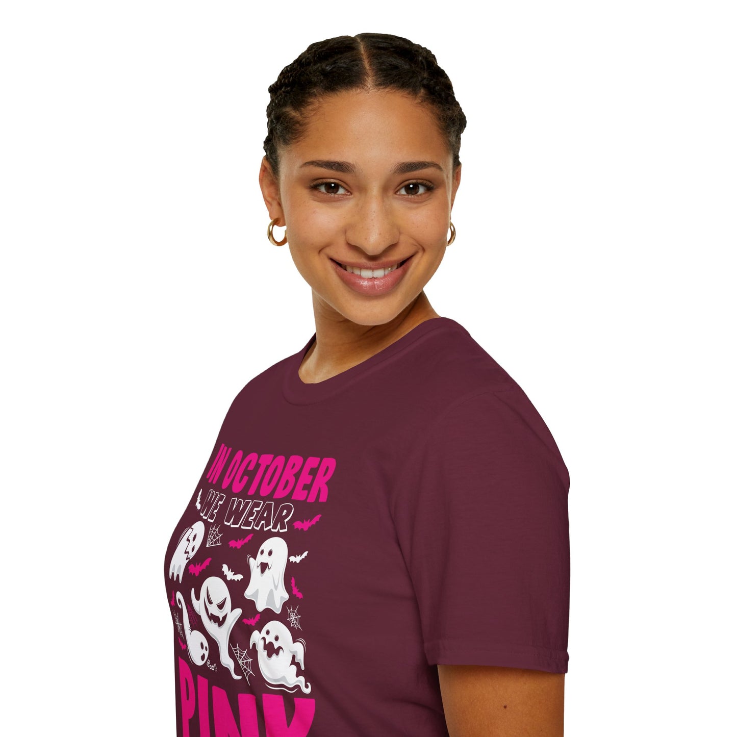 Groovy Wear Pink Breast Cancer Warrior Cute Ghost Halloween T-Shirt