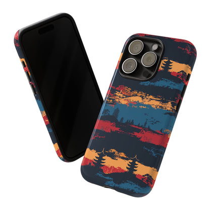 Samurai Sunset Pattern iPhone 13 14 15 16 Pro Max Plus Case Wireless Charging Compatible Tough Cases Protection, Magnetic Phone Case for iPhone Classic Series