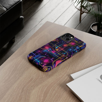 Cyberpunk Neon Vibrant Pattern iPhone 13 14 15 16 Pro Max Plus Case Wireless Charging Compatible Tough Cases Protection, Magnetic Phone Case for iPhone Classic Series