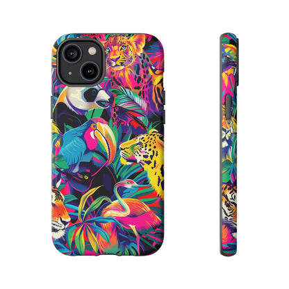 Animal Collage Pattern iPhone 13 14 15 16 Pro Max Plus Case Wireless Charging Compatible Tough Cases Protection, Magnetic Phone Case for iPhone Classic Series