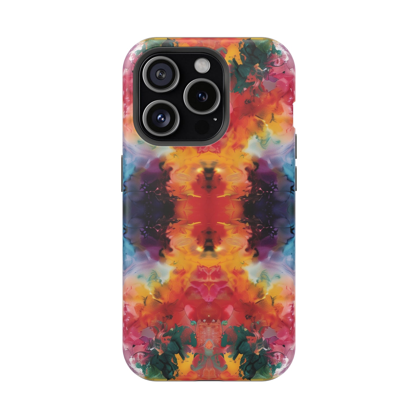 Tie-Dye Dream Vibrant Pattern iPhone 13 14 15 Pro Max Plus Case Compatible with MagSafe Tough Cases Protection, Magnetic Phone Case for iPhone  Classic Series