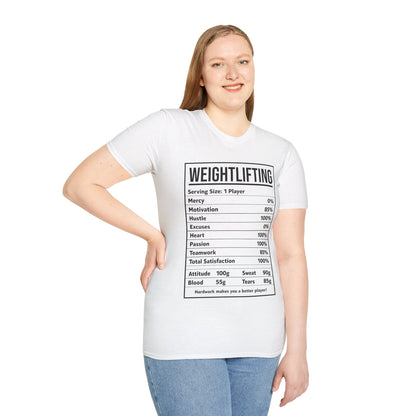 Funny Weightlifting Nutrition Facts Bodybuilding T-Shirt Men Women