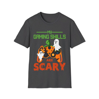 My Gaming Skills Are Scary Halloween Pumpkin Gaming Controller T-Shirt For Gamers