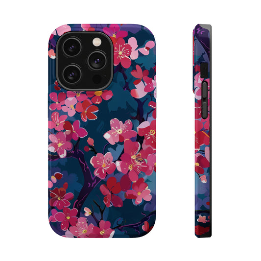 Sakura Blossoms Pattern iPhone 13 14 15 Pro Max Plus Case Compatible with MagSafe Tough Cases Protection, Magnetic Phone Case for iPhone  Classic Series