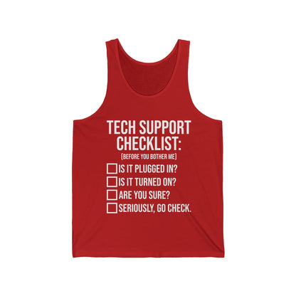 Funny Tech Support Checklist Funny Information Technology IT Tank Tops For Men Women