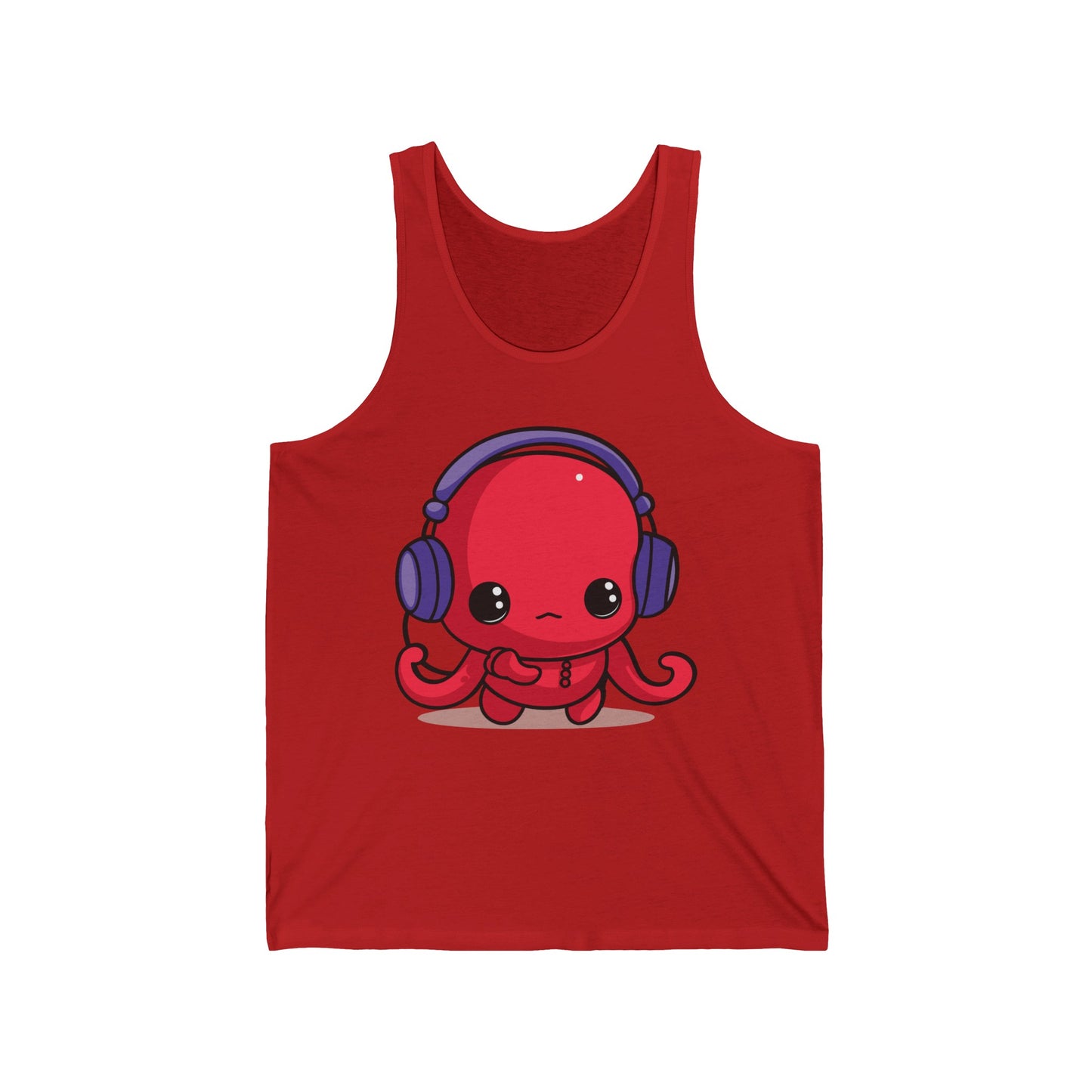 Cute Kawaii Octopus Cartoon Wearing Headphones Music Pop Tank Top For Men Women Tank Top