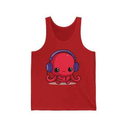 Cute Kawaii Octopus Cartoon Wearing Headphones Music Pop Tank Top For Men Women Tank Top