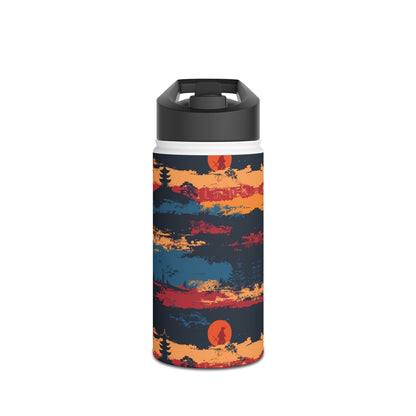 Samurai Sunset Pattern Stainless Steel Water Bottle with Twist-on Lid and Double-Wall Vacuum Insulation